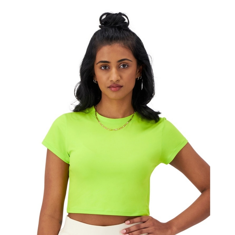 Champion Soft Touch Crop Tee, Women's Small, Lime Green